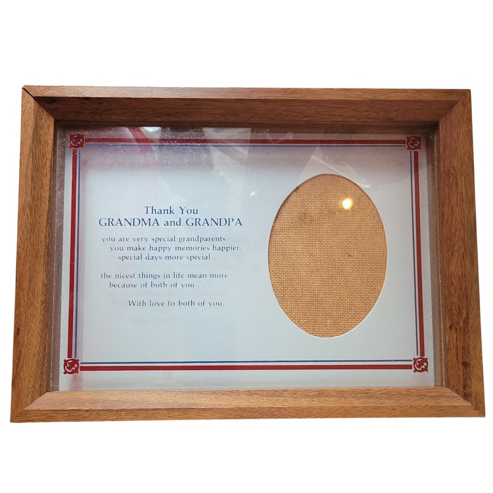 Abbey Press‎ Wood Picture Frame Thank You Grandma and Grandpa Sentiment Gift Vtg